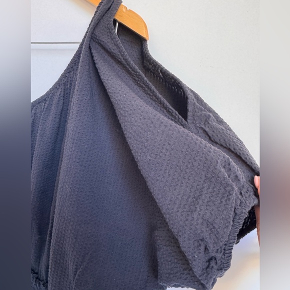 APIECE APART Marta One Shoulder Maxi Dress Navy Blue Medium Knit Gauzy Puff - Picture 4 of 13